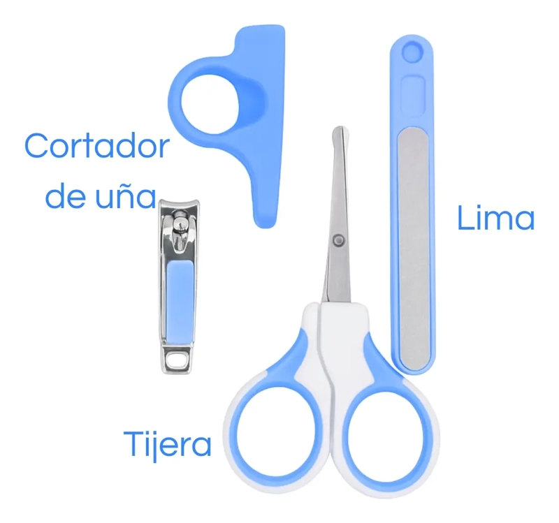 SET CUIDADO HIGIENE BEBE  6 EN 1 AZUL CEPILLO CORTAUÑAS LIMA - 3
