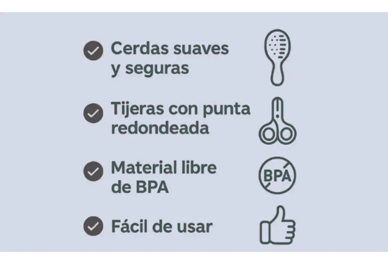 SET CUIDADO HIGIENE BEBE  6 EN 1 AZUL CEPILLO CORTAUÑAS LIMA - 5