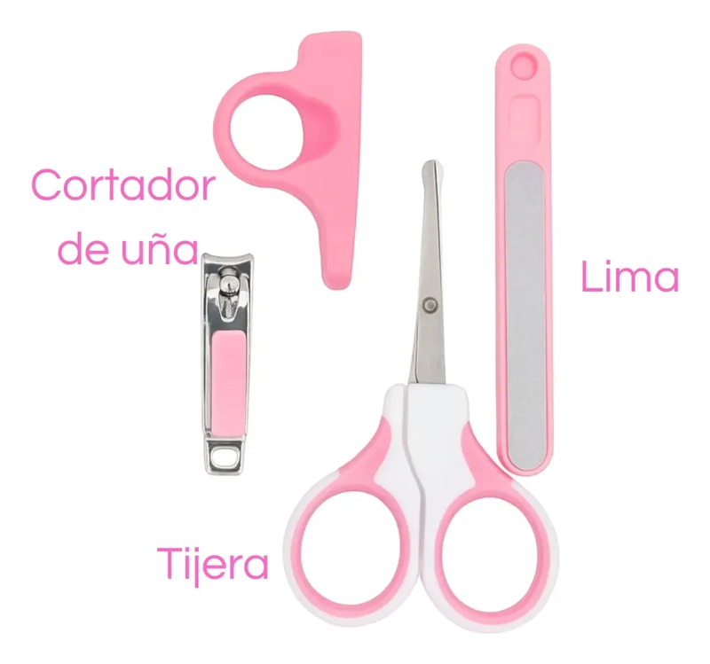 SET CUIDADO HIGIENE BEBE  6 EN 1 ROSA CEPILLO CORTAUÑAS LIMA - 3