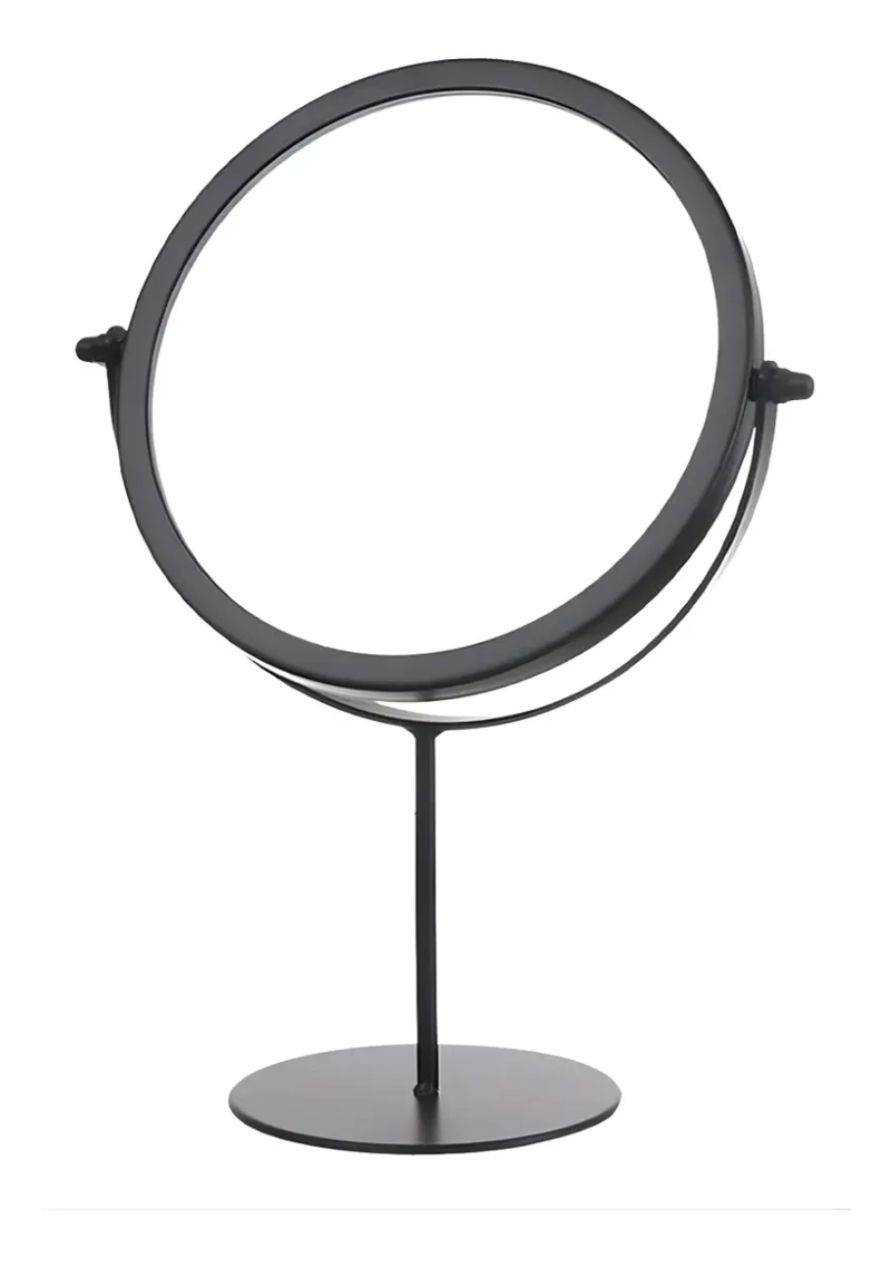 ESPEJO PARA MAQUILLAJE VANITY MARCO METAL NEGRO AUMENTO 2X - 1