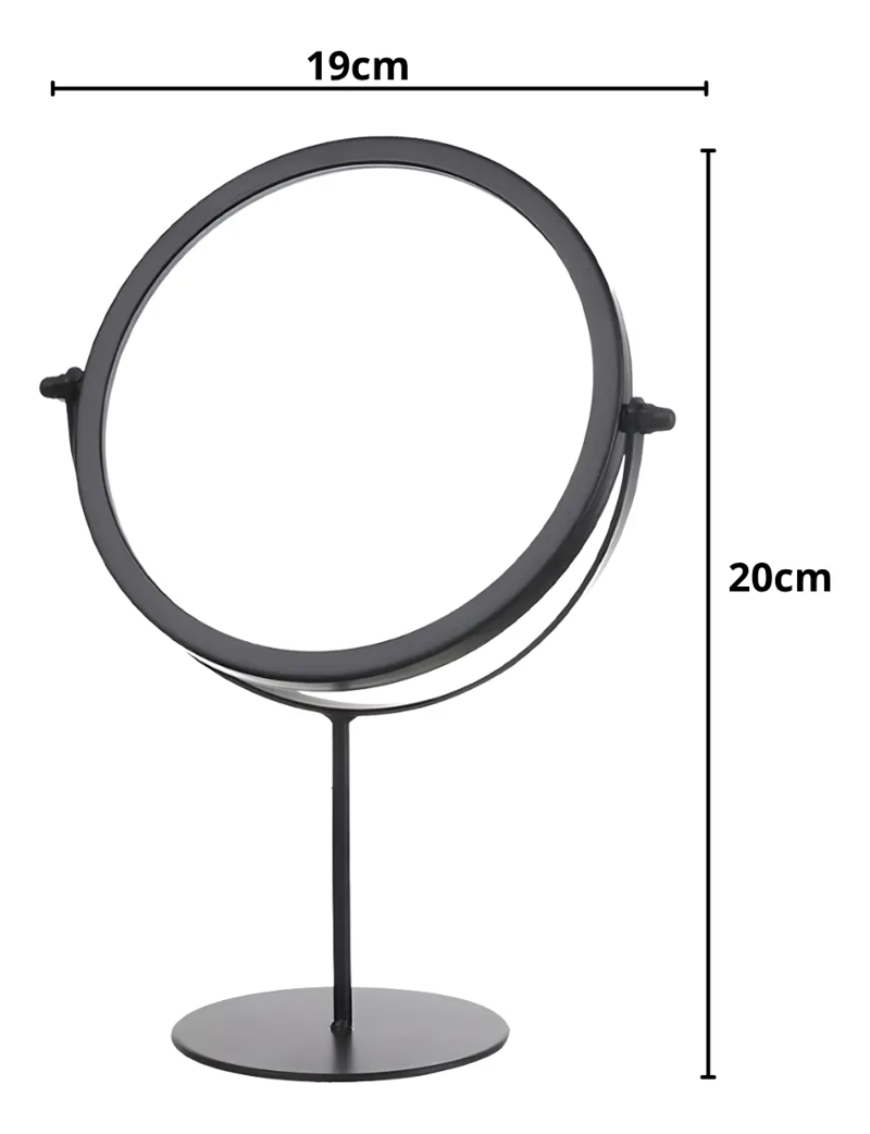 ESPEJO PARA MAQUILLAJE VANITY MARCO METAL NEGRO AUMENTO 2X - 2