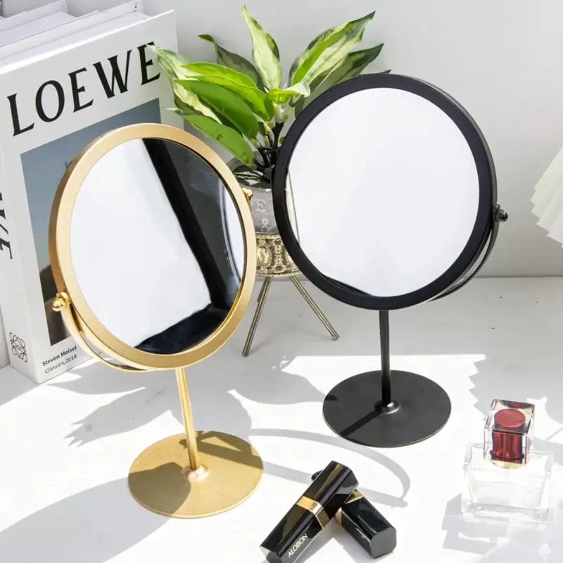 ESPEJO PARA MAQUILLAJE VANITY MARCO METAL NEGRO AUMENTO 2X - 5