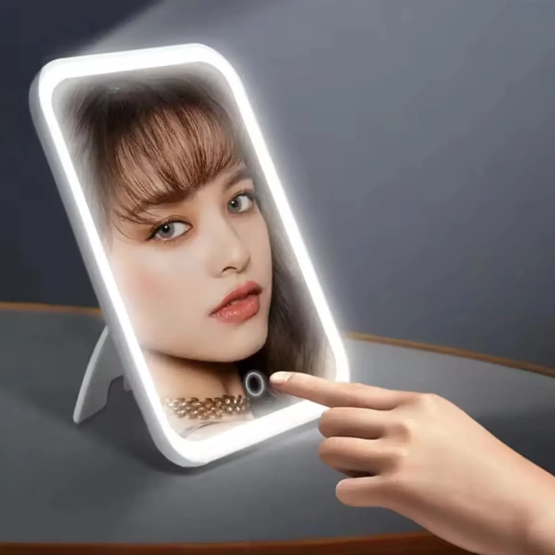 ESPEJO MAQUILLAJE VANITY LUZ LED RECARGABLE PORTATIL BLANCO - 2