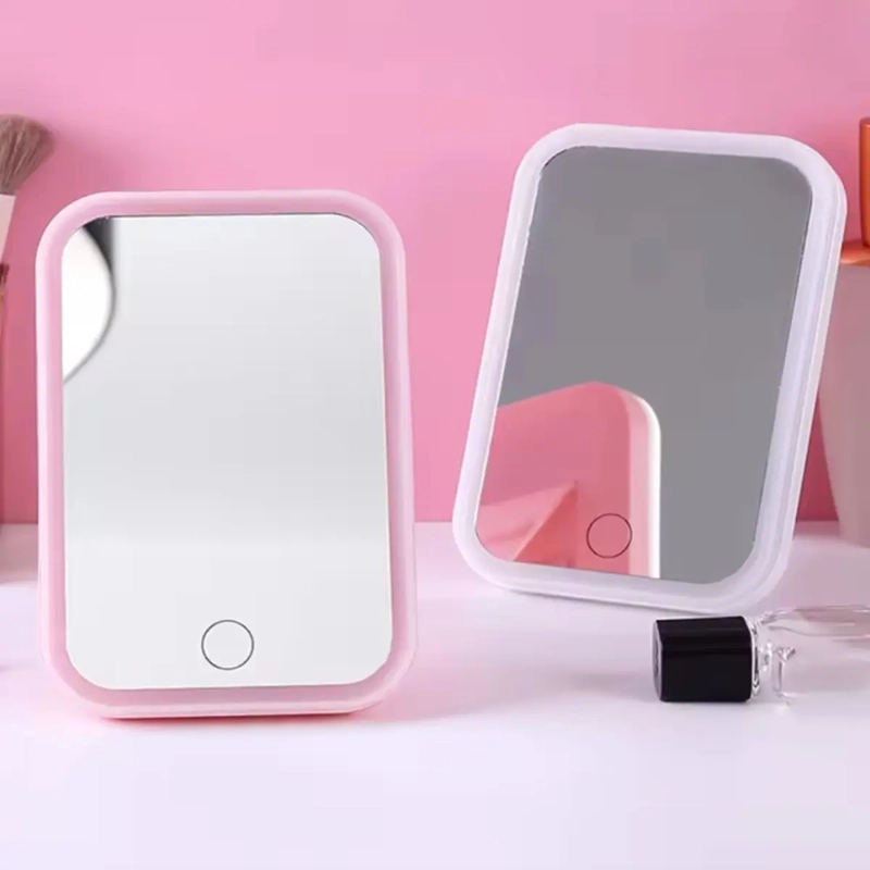 ESPEJO MAQUILLAJE VANITY LUZ LED RECARGABLE PORTATIL ROSA - 3