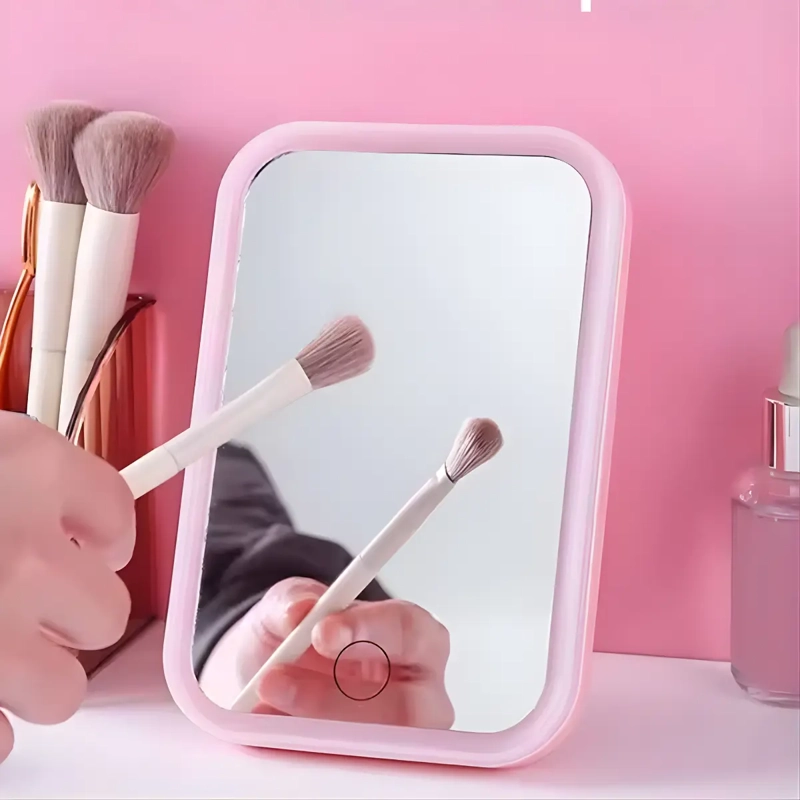 ESPEJO MAQUILLAJE VANITY LUZ LED RECARGABLE PORTATIL ROSA - 8