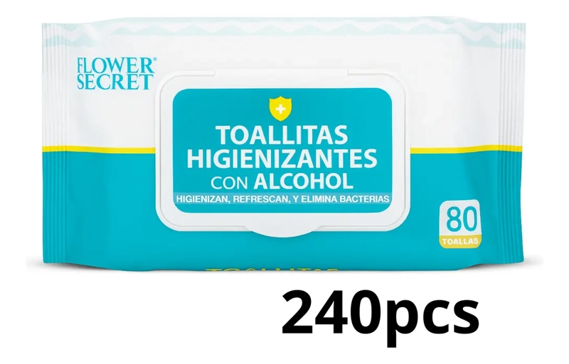 PACK 240 TOALLAS HUMEDAS HIGIE NICAS CON ALCOHOL MULTIUSO - 5
