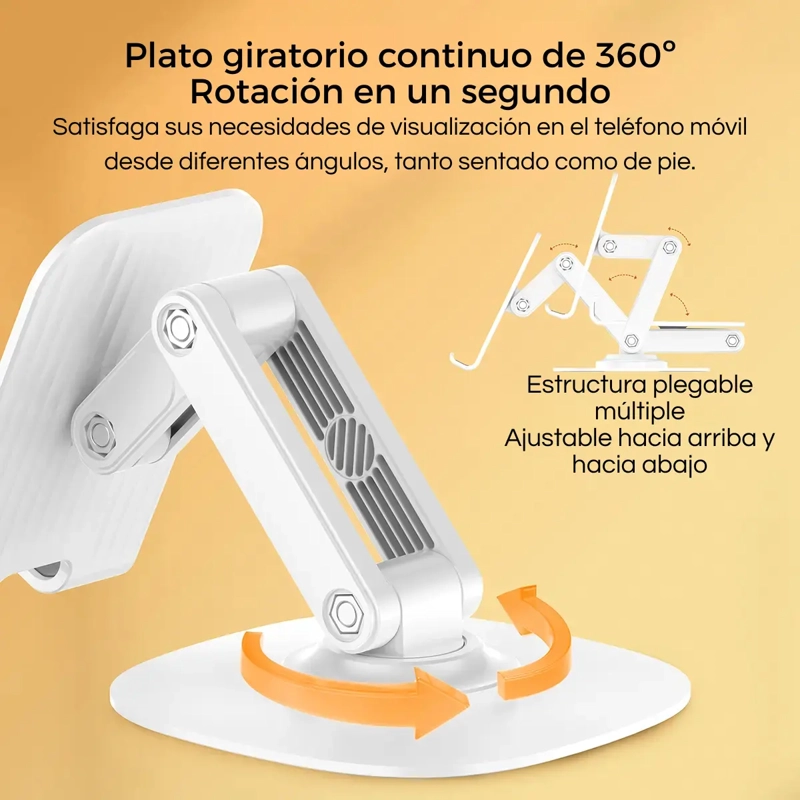SOPORTE CELULAR DE ESCRITORIO GIRATORIO AJUSTABLE BLANCO - 3