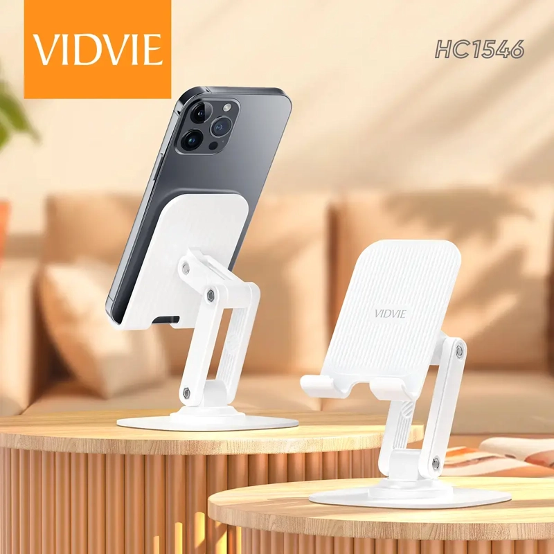 SOPORTE CELULAR DE ESCRITORIO GIRATORIO AJUSTABLE BLANCO - 5