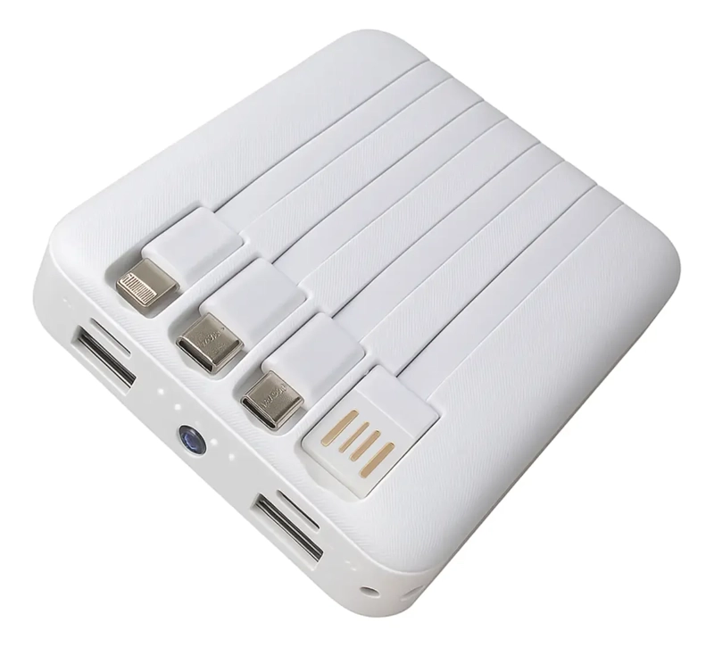 CARGADOR INALAMBRICO POWERBANK 10000MAH CARGA SOLAR 4CABLES - 6
