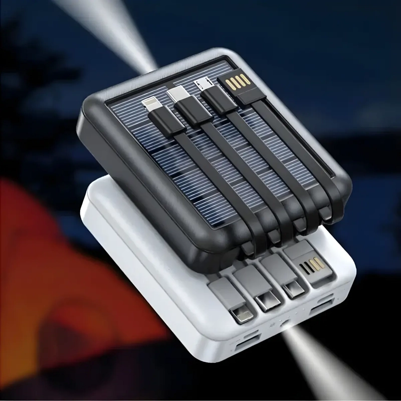CARGADOR INALAMBRICO POWERBANK 10000MAH CARGA SOLAR 4CABLES - 8