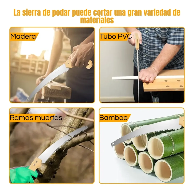 SIERRA PODADORA CURVA MANUAL MANGO MADERA + FUNDA 33 CM - 3