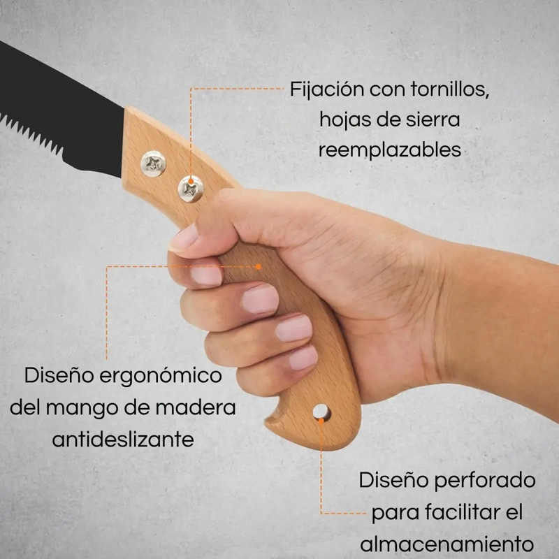 SIERRA PODADORA CURVA MANUAL MANGO MADERA + FUNDA 33 CM - 4
