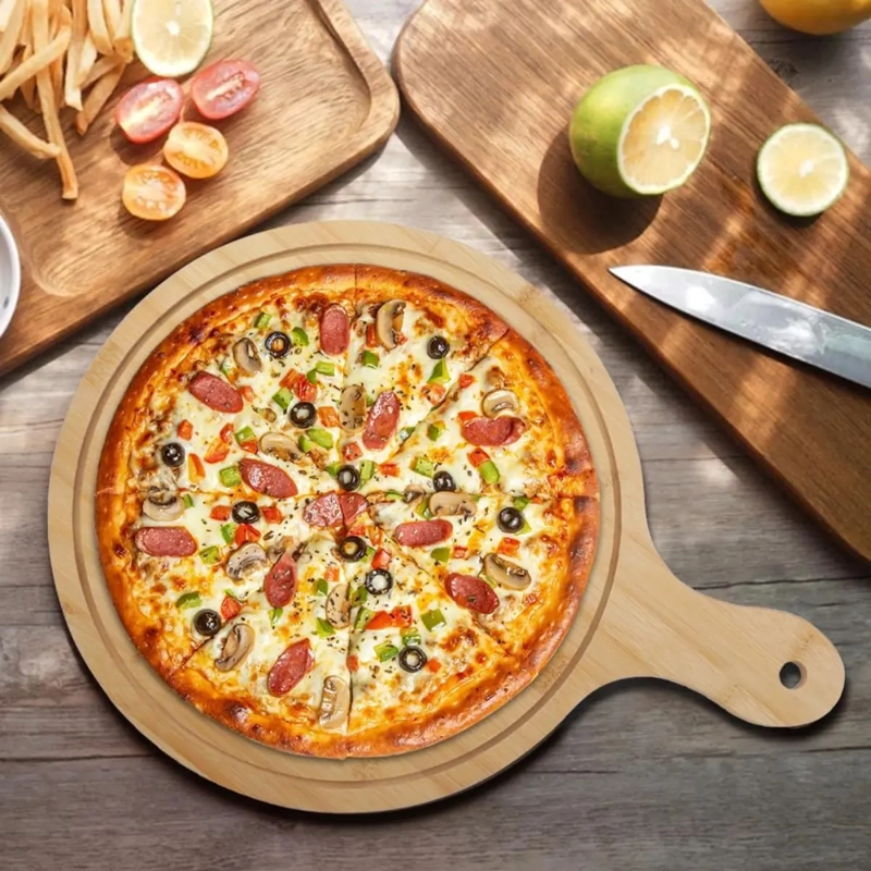 TABLA PICOTEO REDONDA CIRCULAR PIZZA MADERA 44X30CM - 3