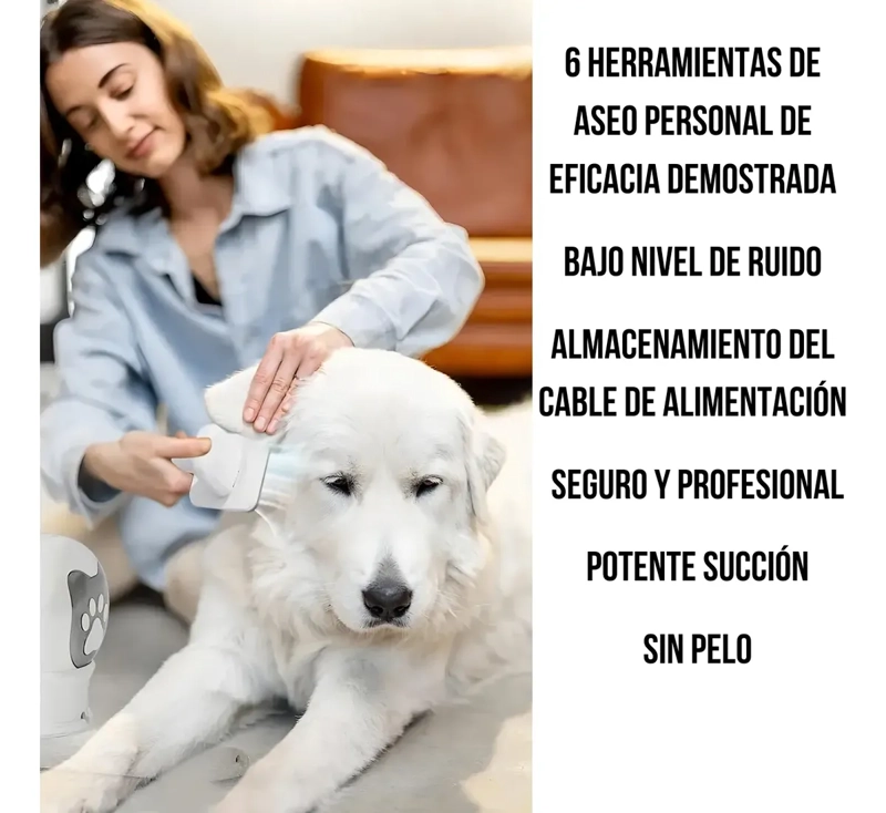 MAQUINA CEPILLO ASPIRADORA PELO MASCOTAS GATO PERRO 6 EN 1 - 2