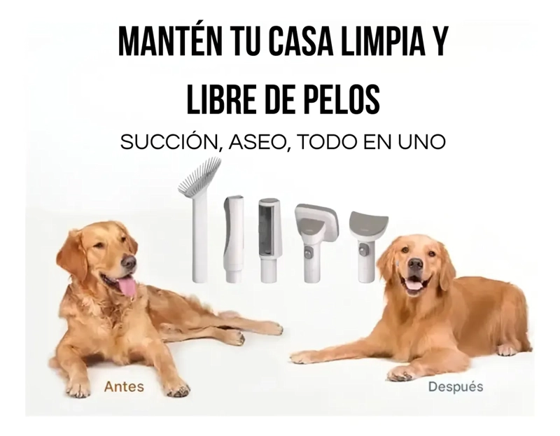MAQUINA CEPILLO ASPIRADORA PELO MASCOTAS GATO PERRO 6 EN 1 - 6