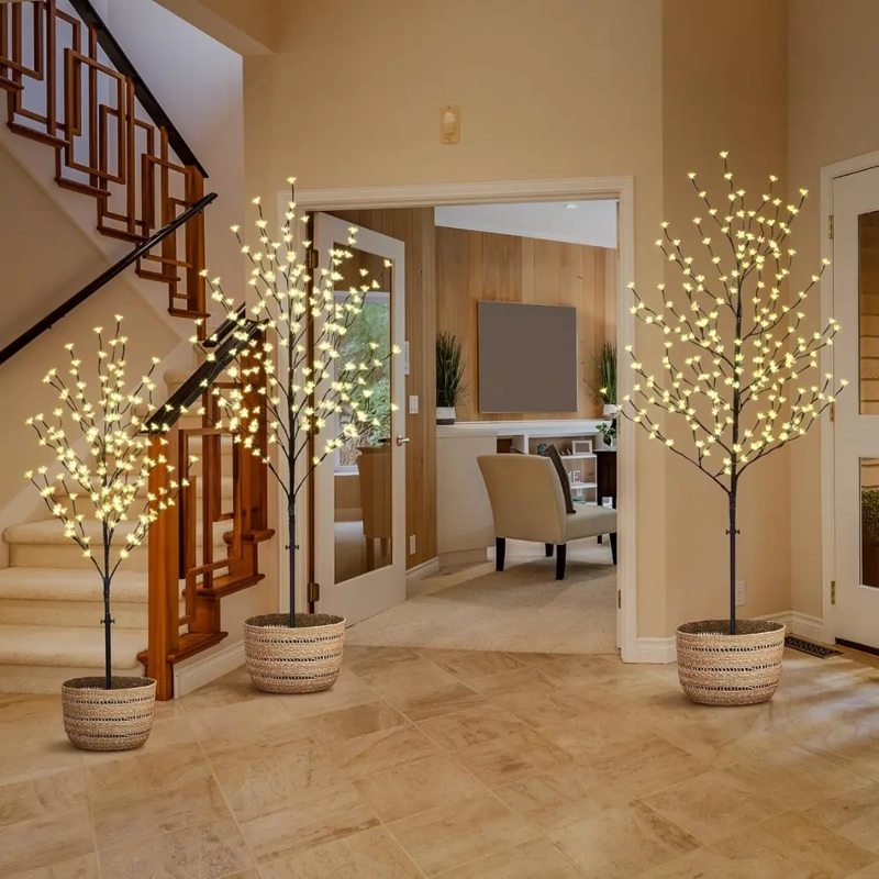 LAMPARA AMBIENTE DISEÑO ARBOL LUZ CALIDA AMARILLA 150CM - 7