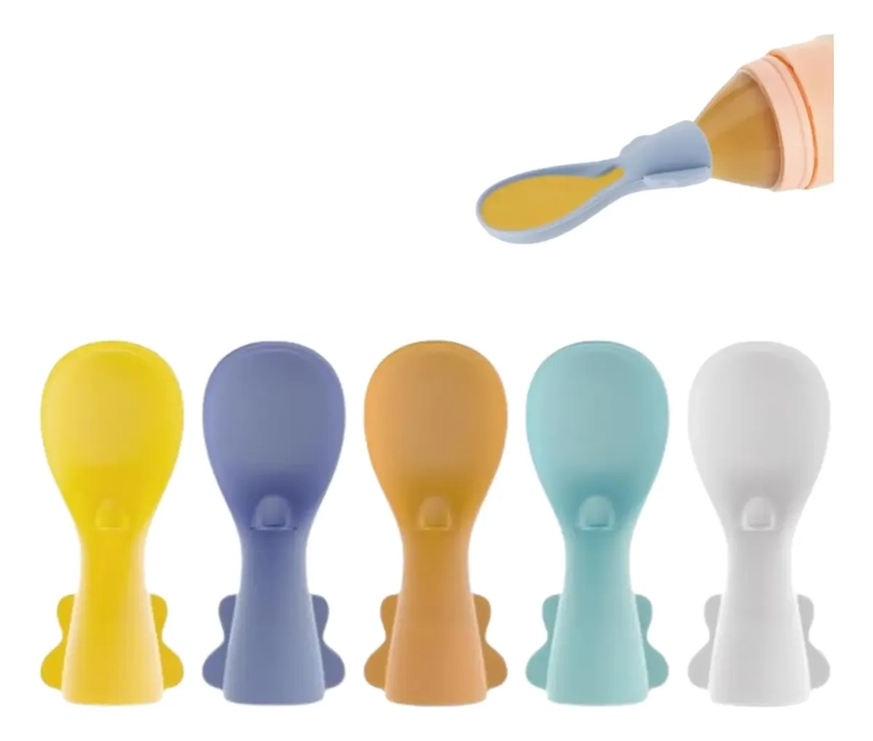 SET 5 PIEZAS CUCHARAS DISPENSADORAS DE SILICONA PARA BEBE S - 1