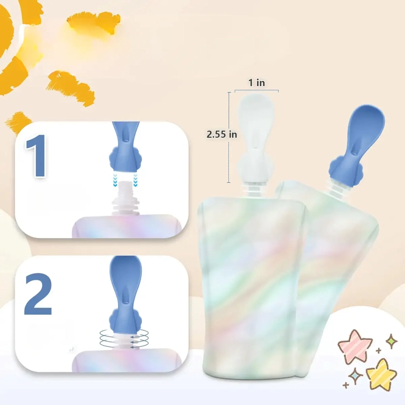 SET 5 PIEZAS CUCHARAS DISPENSADORAS DE SILICONA PARA BEBE S - 3