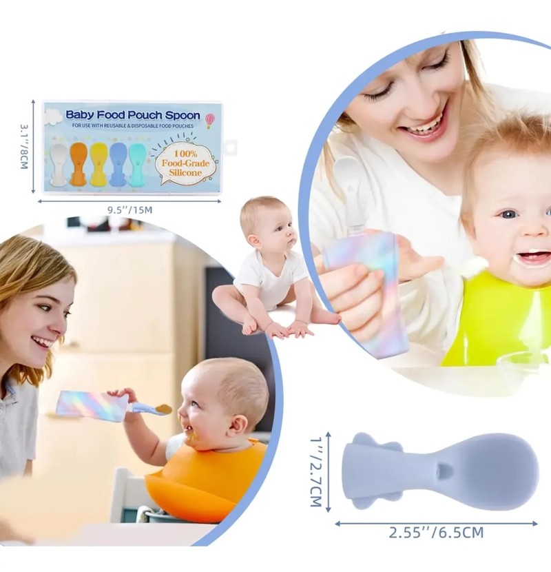 SET 5 PIEZAS CUCHARAS DISPENSADORAS DE SILICONA PARA BEBE S - 4