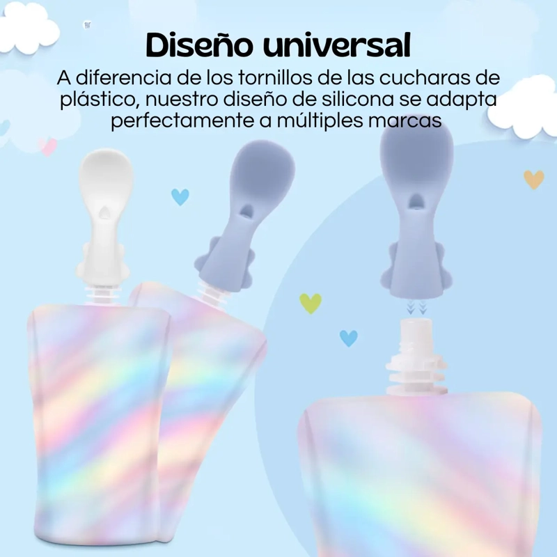SET 5 PIEZAS CUCHARAS DISPENSADORAS DE SILICONA PARA BEBE S - 5
