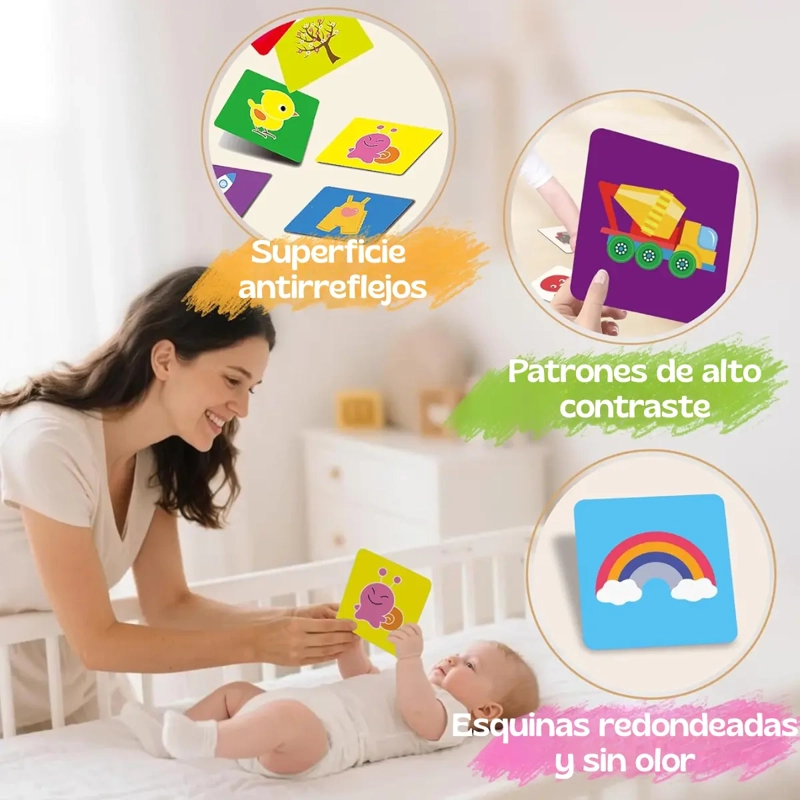 TARJETAS DE ESTIMULACION VISUAL DIDACTICO BEBE S 6 A 18 MESES - 2