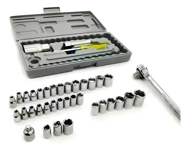 SET 40 PIEZAS HERRAMIENTAS LLAVE RACHET DADOS Y MEDIDOR - 6