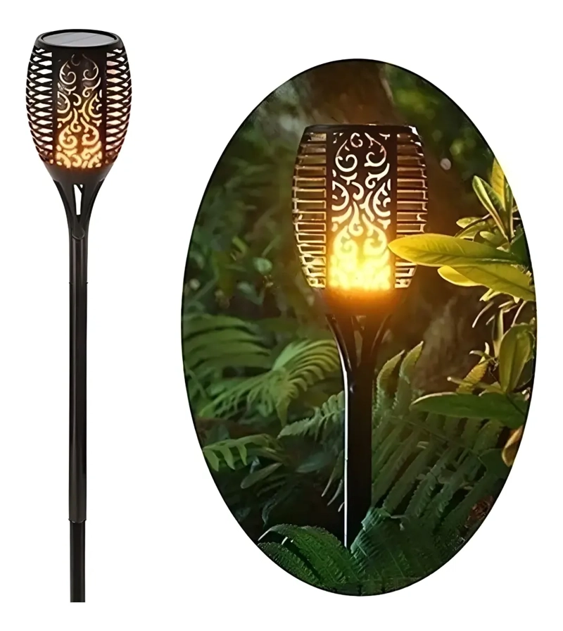 PACK 3 LAMPARA SOLAR EXTERIOR JARDIN CON ESTACA EFECTO FUEGO - 1
