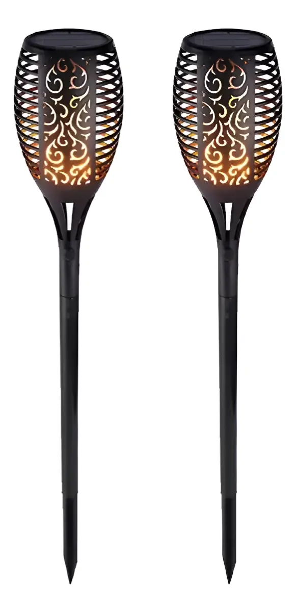 PACK 3 LAMPARA SOLAR EXTERIOR JARDIN CON ESTACA EFECTO FUEGO - 4