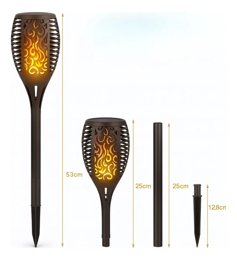 PACK 3 LAMPARA SOLAR EXTERIOR JARDIN CON ESTACA EFECTO FUEGO - 5
