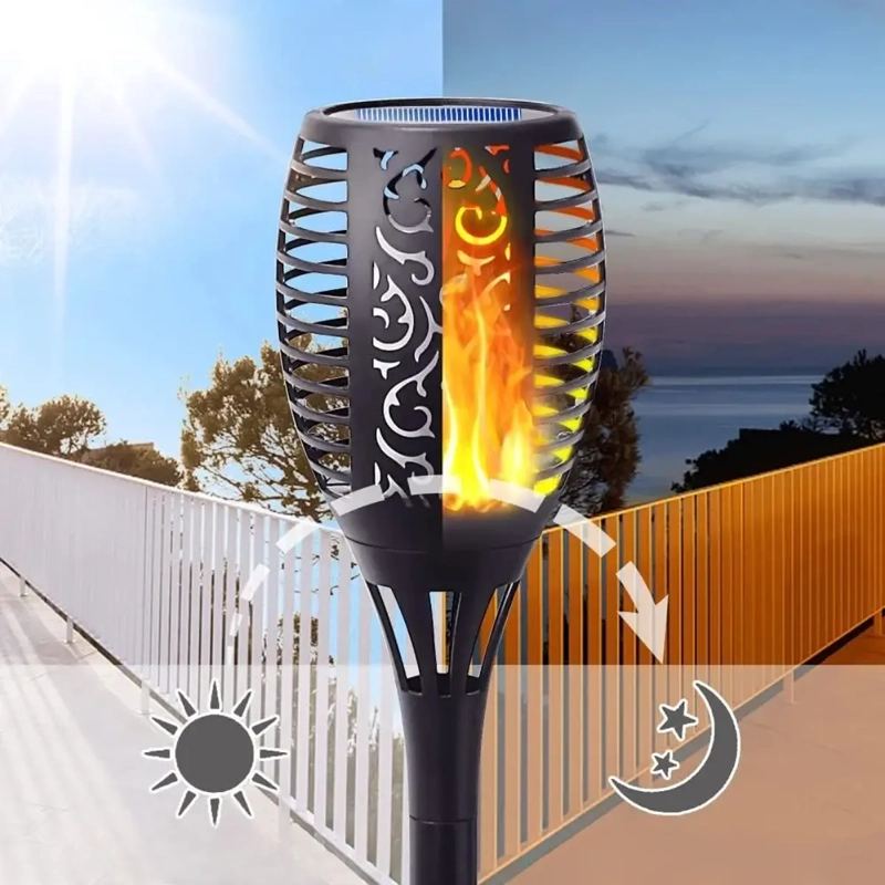 PACK 3 LAMPARA SOLAR EXTERIOR JARDIN CON ESTACA EFECTO FUEGO - 8