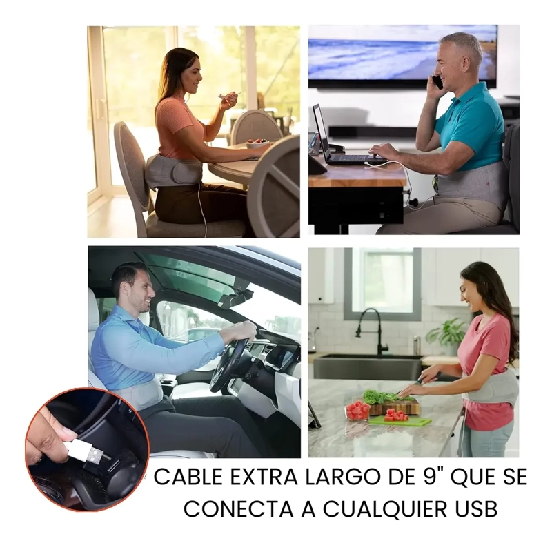 CINTURON LUMBAR MASAJEADOR CON CALOR RELAJANTE - 6