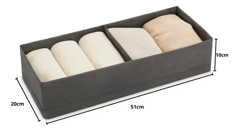 CAJA DE ALMACENAMIENTO ORGANIZADOR ROPA MULTIUSO 20X51X10CM - 2
