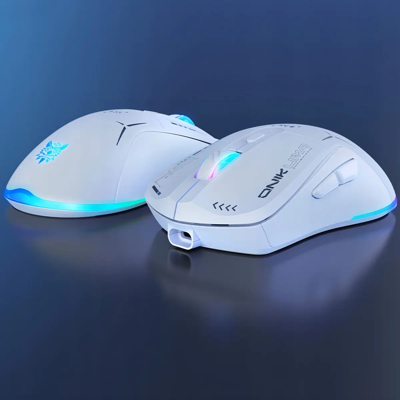 MOUSE GAMER BLANCO LUZ RGB CONEXION INALAMBRICA O CON CABLE - 4