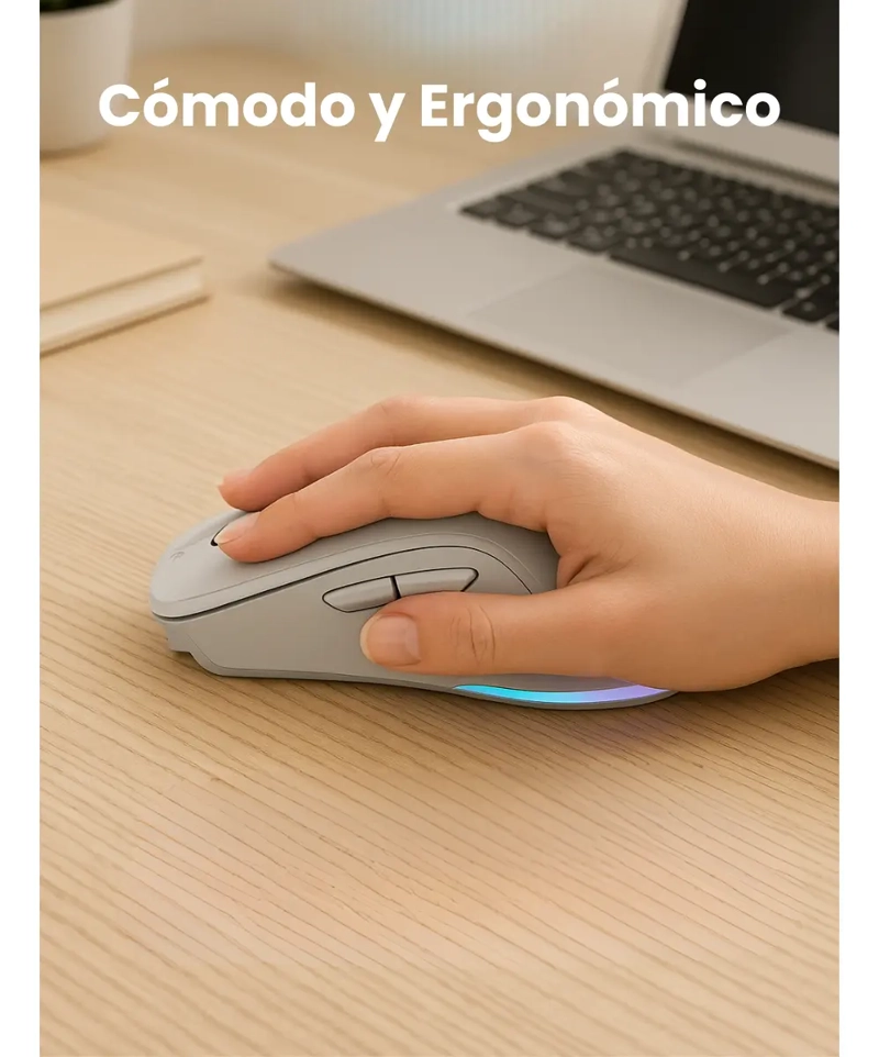 MOUSE GAMER BLANCO LUZ RGB CONEXION INALAMBRICA O CON CABLE - 5