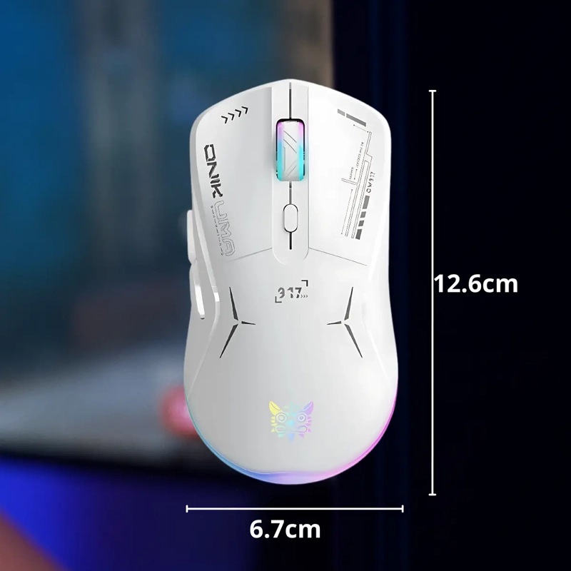 MOUSE GAMER BLANCO LUZ RGB CONEXION INALAMBRICA O CON CABLE - 6