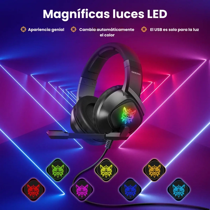 AUDIFONOS DE CABLE GAMER PROFESIONAL CON MICROFONO NEGRO - 4