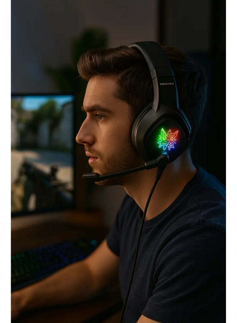AUDIFONOS DE CABLE GAMER PROFESIONAL CON MICROFONO NEGRO - 6