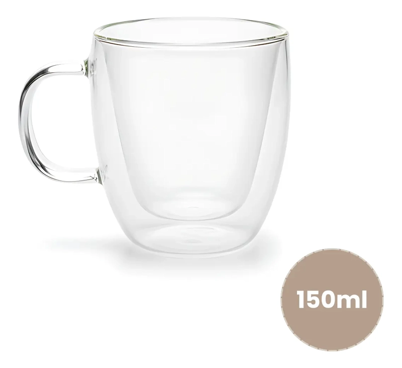 PACK 2 TAZAS VIDRIO PARA EXPRESSO CAFE  TE  MULTIUSO 150ML - 2