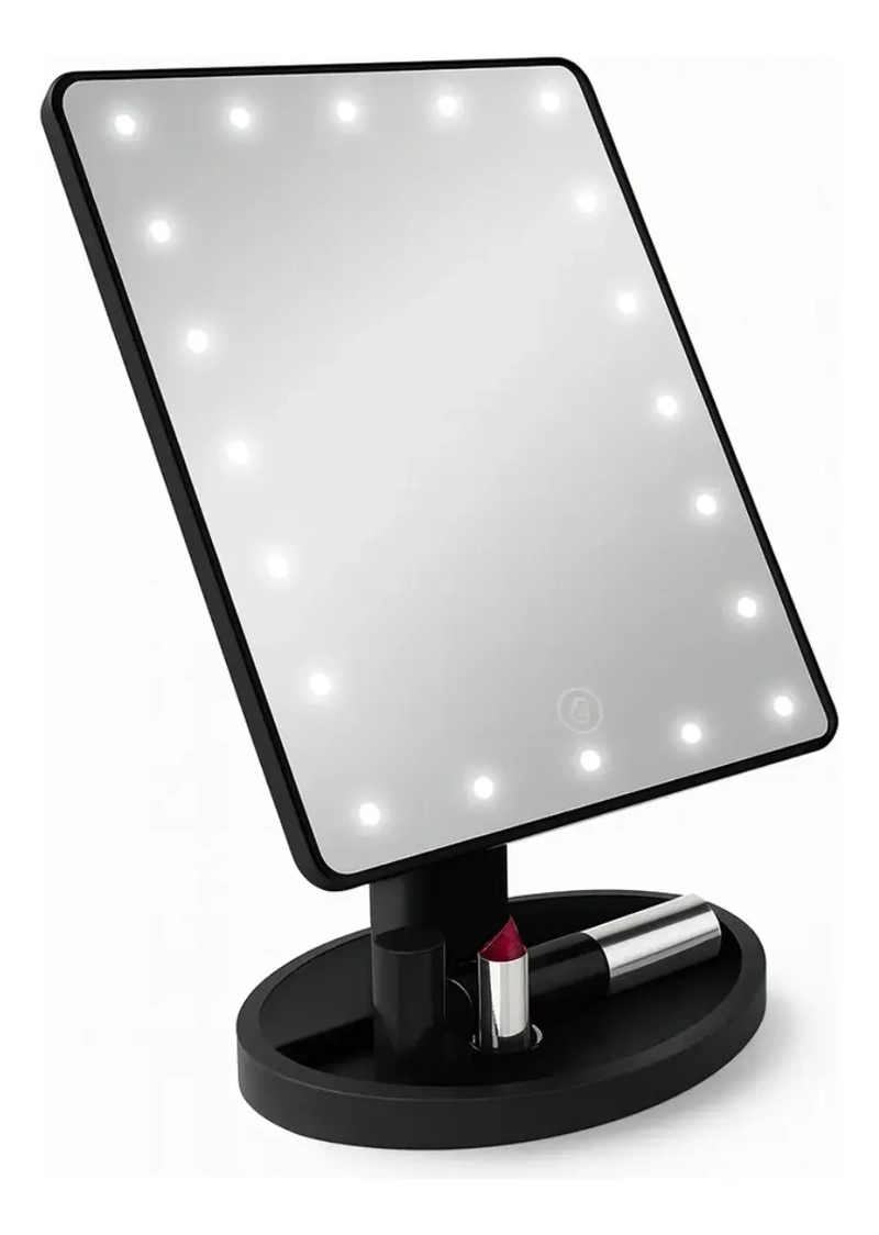 ESPEJO LUZ LED PARA ESCRITORIO NEGRO VANITY MAQUILLAJE AJUSTABLE - 1