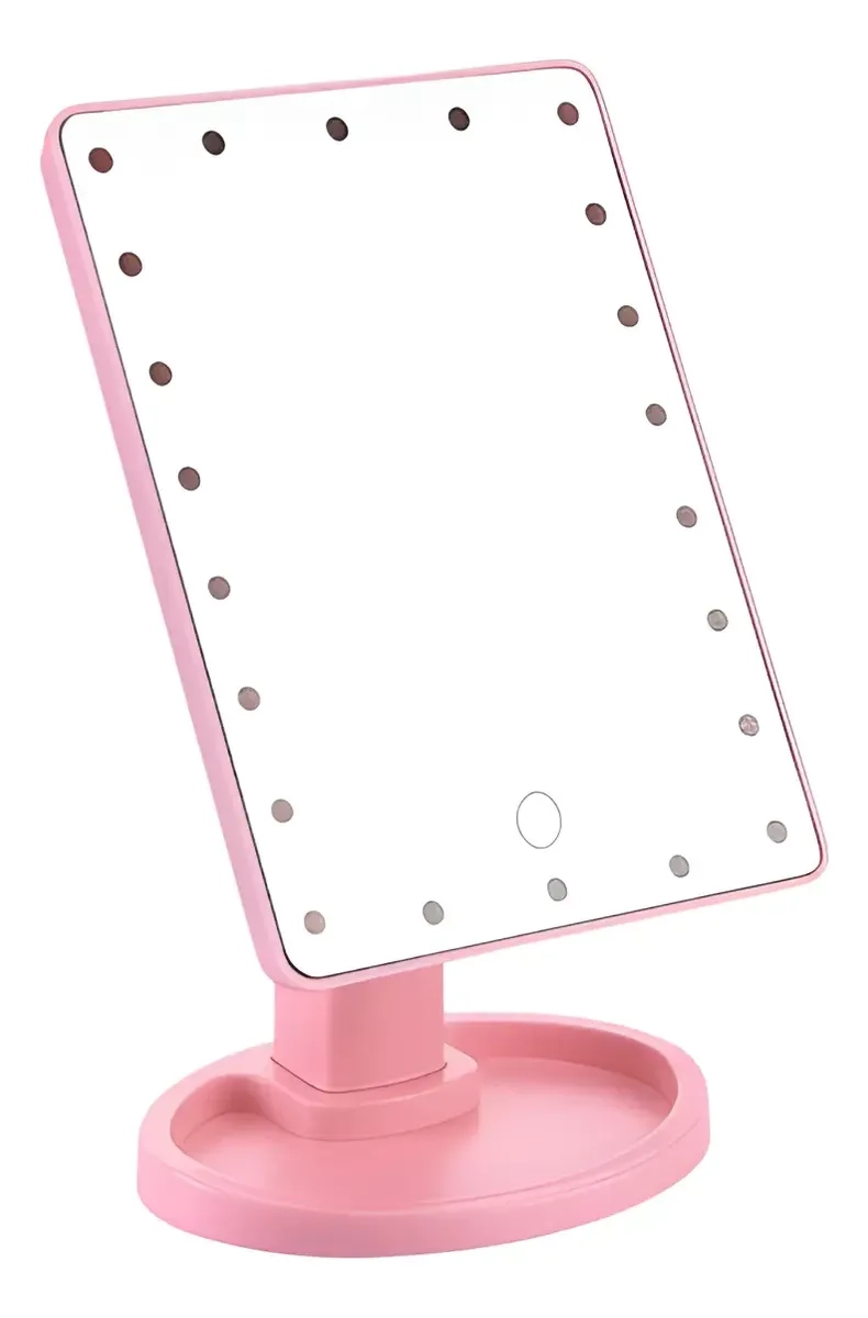 ESPEJO LUZ LED PARA ESCRITORIO VANITY ROSA MAQUILLAJE AJUSTABLE - 1