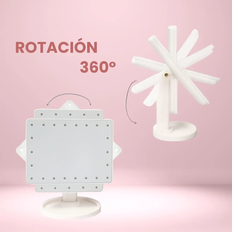 ESPEJO LUZ LED PARA ESCRITORIO VANITY ROSA MAQUILLAJE AJUSTABLE - 4