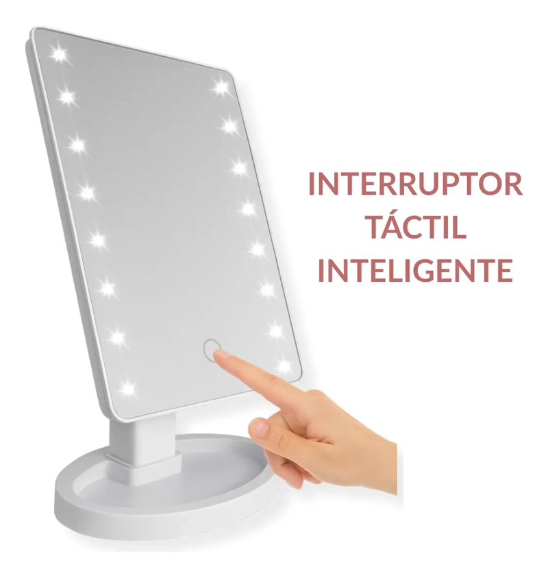 ESPEJO LUZ LED PARA ESCRITORIO VANITY ROSA MAQUILLAJE AJUSTABLE - 6