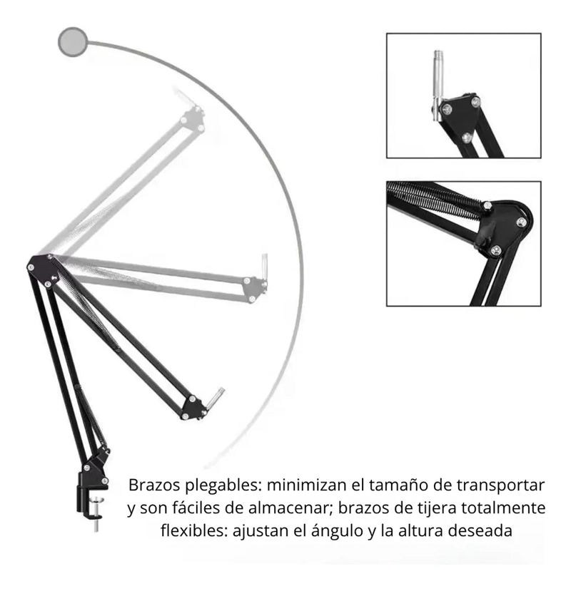 KIT PROFESIONAL BRAZO MICROFONO ANTIPOP SOPORTE ARAÑA STUDIO - 3