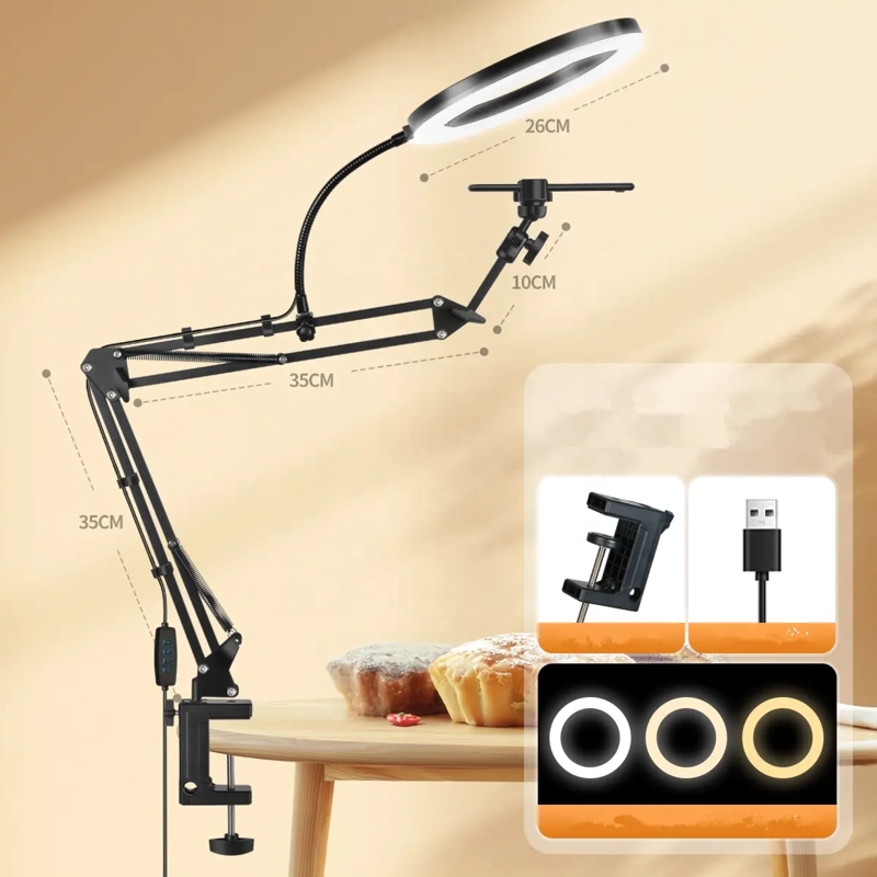 KIT SOPORTE AJUSTABLE PROFESIONAL + ARO DE LUZ PARA CELULAR - 2