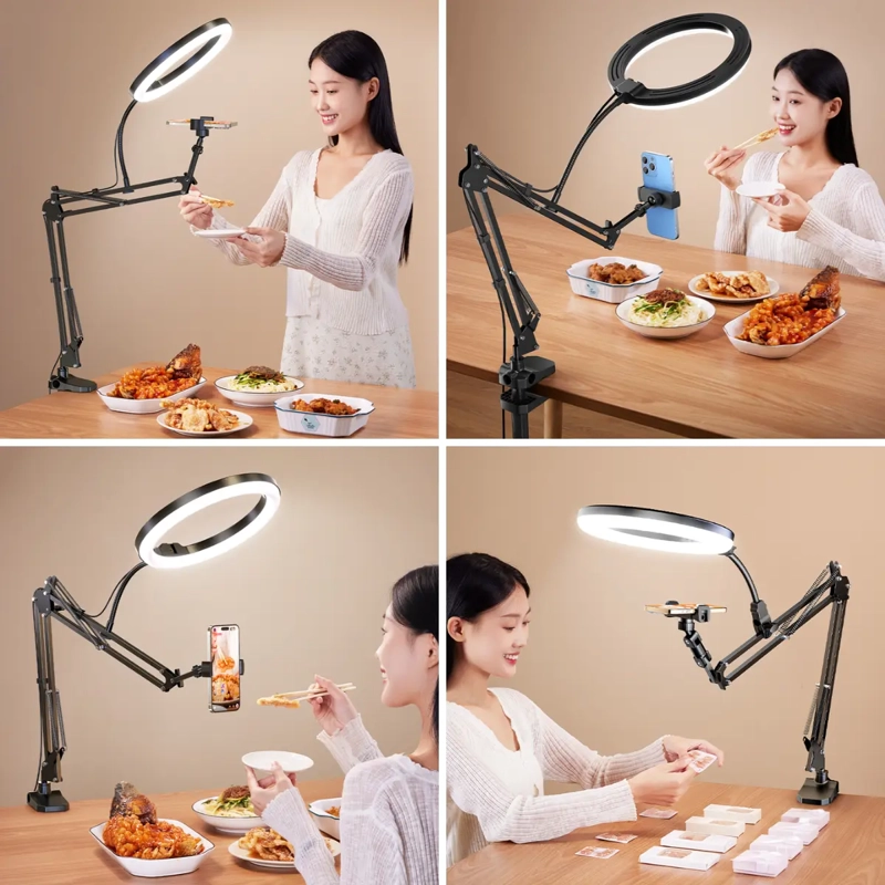 KIT SOPORTE AJUSTABLE PROFESIONAL + ARO DE LUZ PARA CELULAR - 4