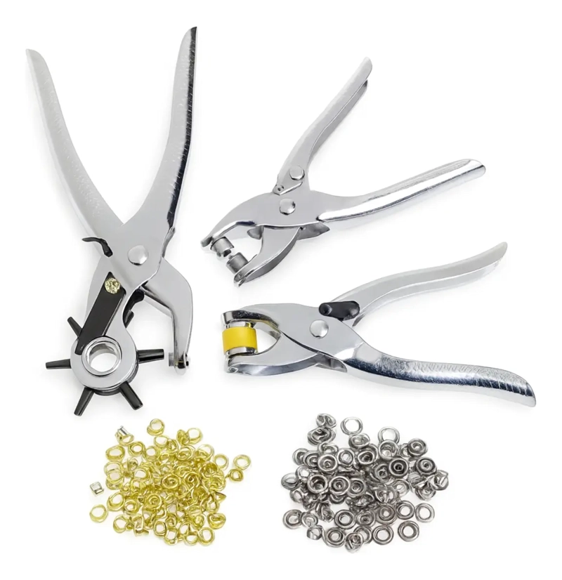 KIT SACABOCADOS OJALADORA OJETES + PINZA PERFORADORA CUERO - 1