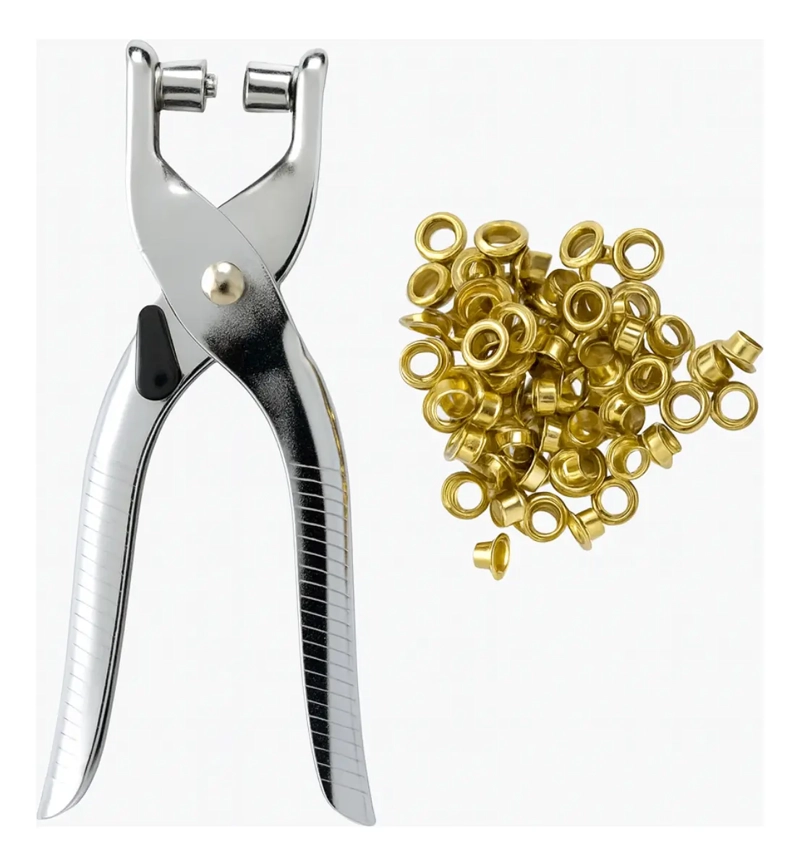 OJALADORA MANUAL CON OJETES PINZA PARA OJALILLOS CUERO TELA - 1