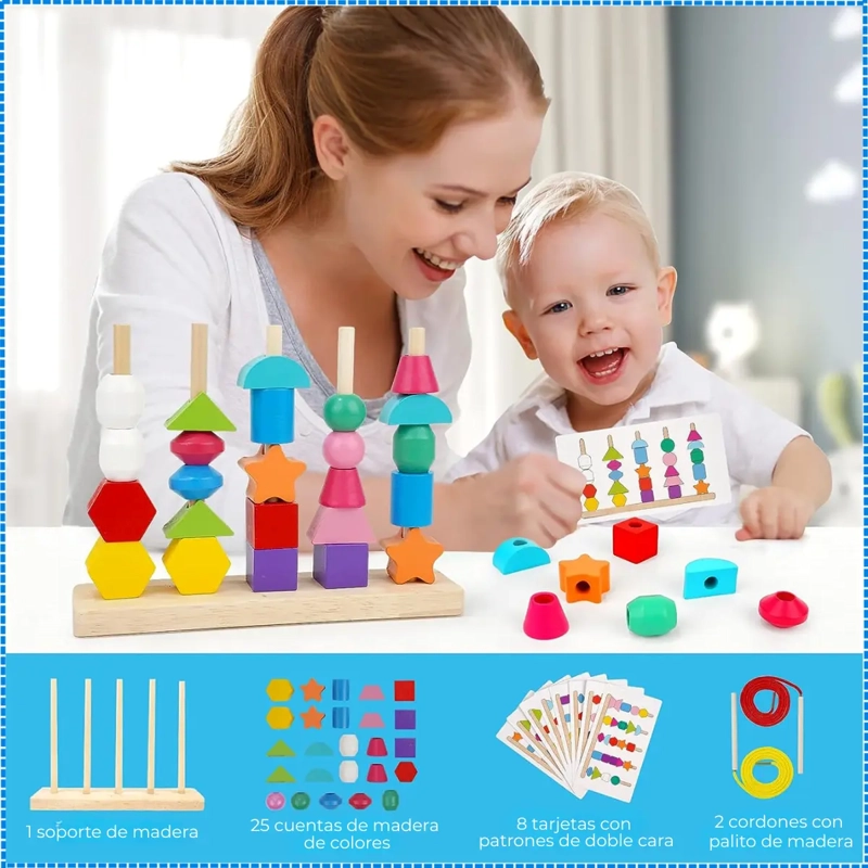 JUEGO DIDACTICO INFANTIL MADERA FORMA GEOME TRICAS MONTESSORI - 2