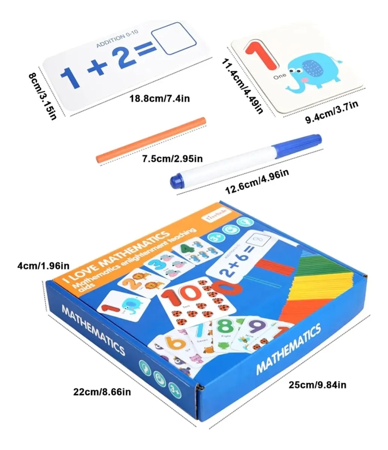 JUEGO DIDACTICO INFANTIL MATEMATICAS TARJETAS MONTESSORI 3+ - 5