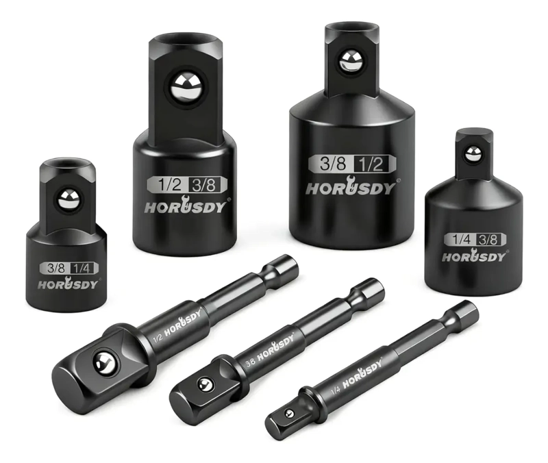 SET HERRAMIENTA 7 ADAPTADORES REDUCTORES IMPACTO 1/4 3/8 1/2 - 1